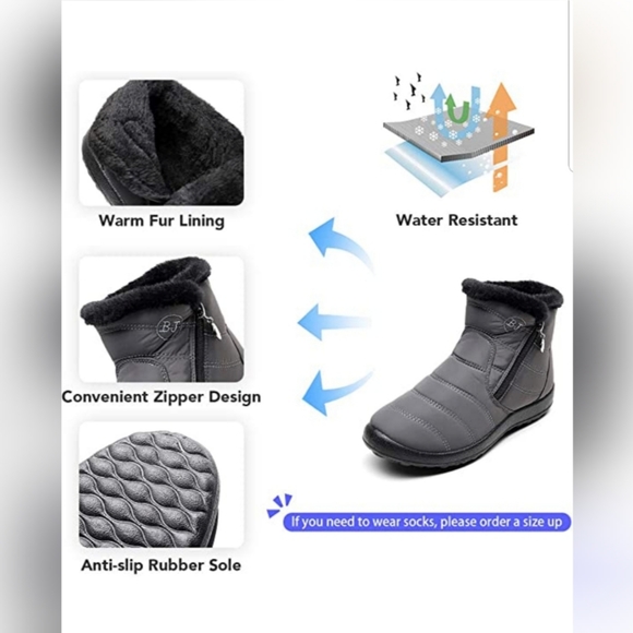 Womens Winter Snow Boots, Faux Fur Ankle Booties - Picture 4 of 4